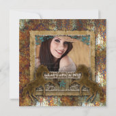 ウエスタン ヴィンテージ 卒業写真 カード ダマスク 馬 サビ (裏面)