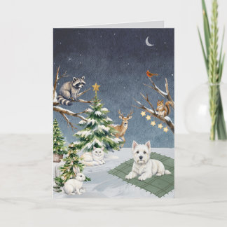 ウエスティと仲間たちの冬のクリスマスカード カード