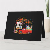 ウエスティーがウサギの耳をつけた赤いトラックと卵 カード (裏面)