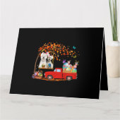 ウエスティーがウサギの耳を付けた赤いトラックと卵 カード (正面)