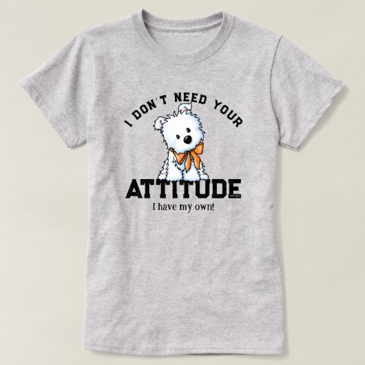 ウエスティ・パピー+態度 100%コットンTシャツ Tシャツ (デザイン正面)