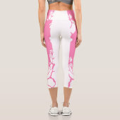 ウエストの高い白いフローラ  カプリレギンス (裏面)