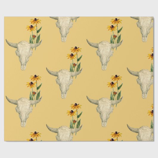 ウエストウエスタンカウズスカルホーンブラックアイドスーザン ラッピングペーパー (フラット)