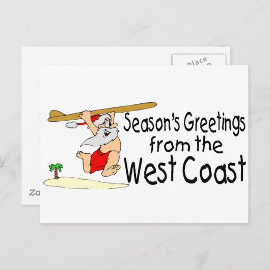 ウエストコーストグリーティングサーフィンサンタ シーズンポストカード (正面/裏面)