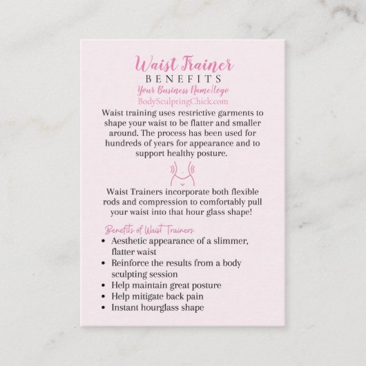 ウエストトレーナーの利点FAQトーンピンク 名刺 (正面)