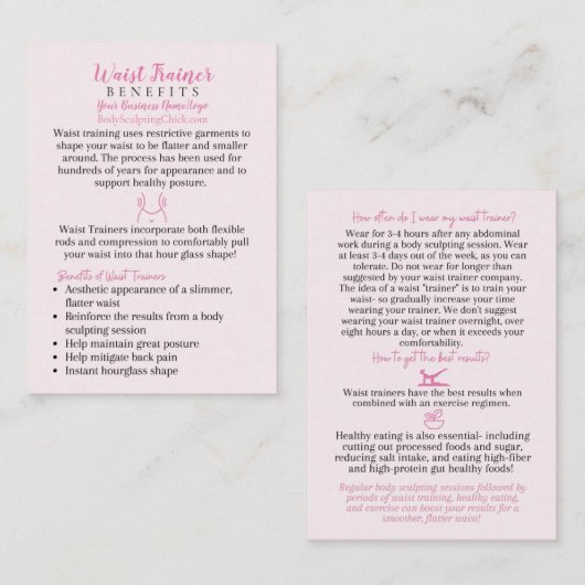 ウエストトレーナーの利点FAQトーンピンク 名刺 (正面/裏面)