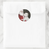 ウエストハイランドテリアとサンタドッグアートステッカー ラウンドシール (バッグ)