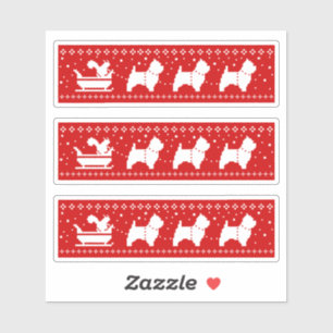 ウエストハイランドテリアスクリスマスそり犬 シール