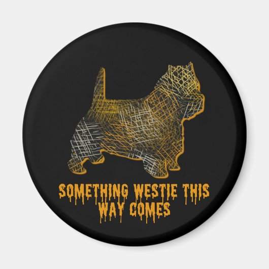 ウエストハイランドテリアドッグシルエットおもしろいハロウィーン マグネット (正面)