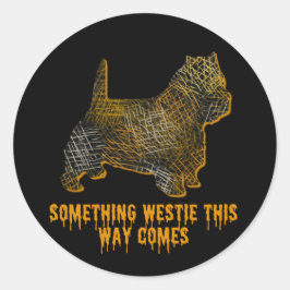 ウエストハイランドテリアドッグシルエットおもしろいハロウィーン ラウンドシール