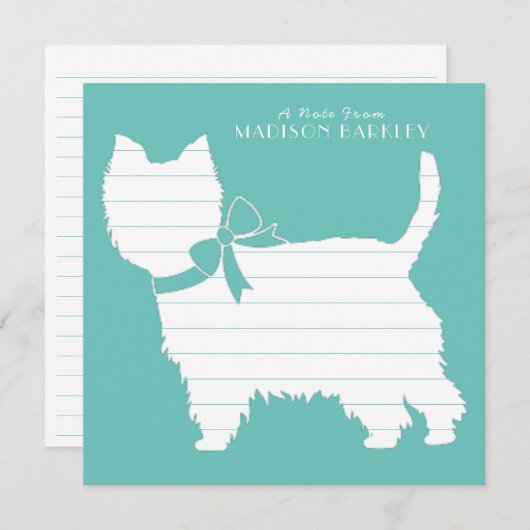 ウエストハイランドテリアードッグパピーウェスティー サンキューカード (正面/裏面)