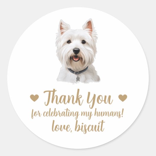 ウエストハイランドテリアードッグ結婚式の引き出物シール ラウンドシール (正面)
