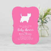 ウエストハイランドテリア犬ベビーシャワーピンクガール 招待状 (スタンド正面)