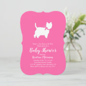 ウエストハイランドテリア犬ベビーシャワーピンクガール 招待状 (スタンド正面)