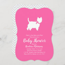 ウエストハイランドテリア犬ベビーシャワーピンクガール 招待状