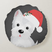 ウエストハイランドドッグサンタハットホリーベリー ラウンドクッション (裏面)
