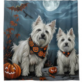 ウエストハイランドハロウィン不気味ン シャワーカーテン (正面)