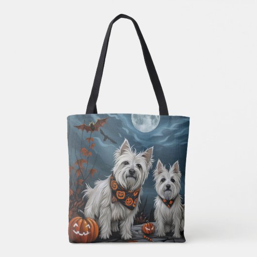 ウエストハイランドハロウィン不気味ン トートバッグ (裏面)