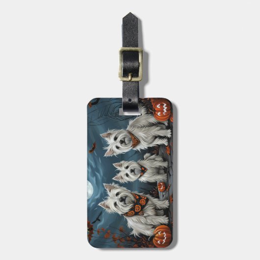 ウエストハイランドハロウィン不気味ン ラゲッジタグ (正面縦)