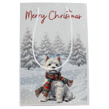 ウエストハイランドホワイトテリアのクリスマスギフトバッグ