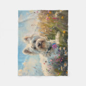 ウエストハイランドホワイトテリアのワイルドフラワー フリースブランケット (正面)