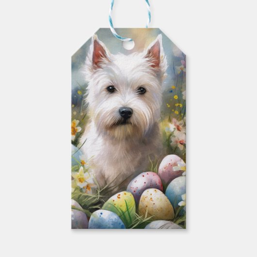 ウエストハイランドホワイトテリアイースターエッグホリデー ギフトタグ (正面)