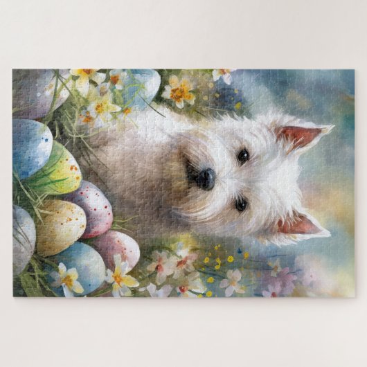 ウエストハイランドホワイトテリアイースターエッグホリデー ジグソーパズル (横)