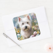 ウエストハイランドホワイトテリアイースターエッグホリデー スクエアシール (封筒)