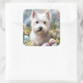 ウエストハイランドホワイトテリアイースターエッグホリデー スクエアシール (バッグ)