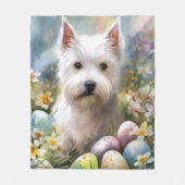 ウエストハイランドホワイトテリアイースターエッグホリデー フリースブランケット (正面)