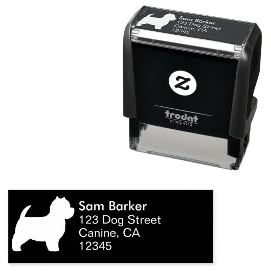 ウエストハイランドホワイトテリアウェスティー差出人住所 セルフインキングスタンプ (インサイチュ)