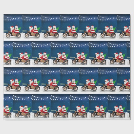 ウエストハイランドホワイトテリアクリスマスサンタクロース ラッピングペーパー (フラット)