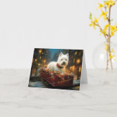 ウエストハイランドホワイトテリアクリスマスフェスティバル カード (黄色い花)