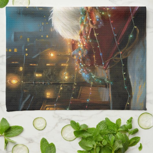 ウエストハイランドホワイトテリアクリスマスフェスティバル キッチンタオル (折り畳み)