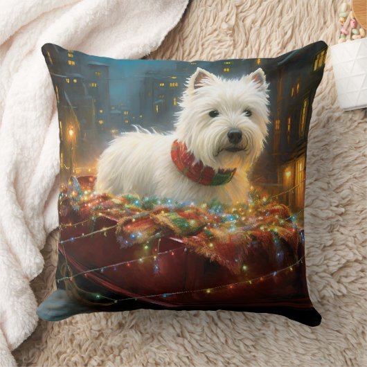 ウエストハイランドホワイトテリアクリスマスフェスティバル クッション (ブランケット)