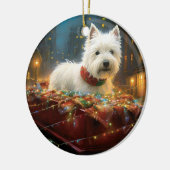 ウエストハイランドホワイトテリアクリスマスフェスティバル セラミックオーナメント (左)