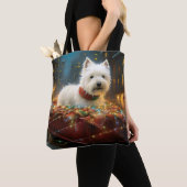 ウエストハイランドホワイトテリアクリスマスフェスティバル トートバッグ (クローズアップ)