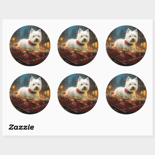 ウエストハイランドホワイトテリアクリスマスフェスティバル ラウンドシール (シート)