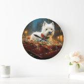 ウエストハイランドホワイトテリアクリスマスフェスティバル ラージ壁時計 (ホーム)