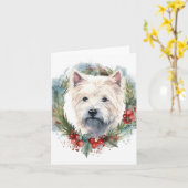 ウエストハイランドホワイトテリアクリスマスリース カード (黄色い花)