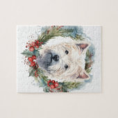 ウエストハイランドホワイトテリアクリスマスリース ジグソーパズル (横)