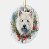 ウエストハイランドホワイトテリアクリスマスリース セラミックオーナメント (右)