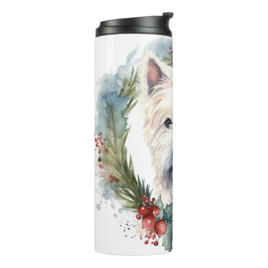 ウエストハイランドホワイトテリアクリスマスリース タンブラー (回転左)