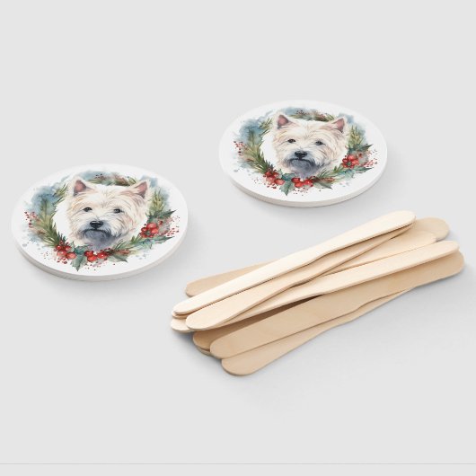 ウエストハイランドホワイトテリアクリスマスリース ハンドファン (組立なし)