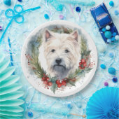 ウエストハイランドホワイトテリアクリスマスリース ペーパープレート (パーティー)