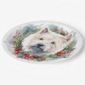 ウエストハイランドホワイトテリアクリスマスリース ペーパープレート (アングル)