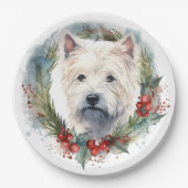 ウエストハイランドホワイトテリアクリスマスリース ペーパープレート (正面)