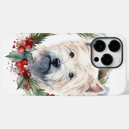 ウエストハイランドホワイトテリアクリスマスリース Case-Mate iPhoneケース (裏面 (横))