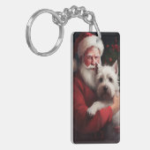 ウエストハイランドホワイトテリアサンタクロース キーホルダー (正面左)