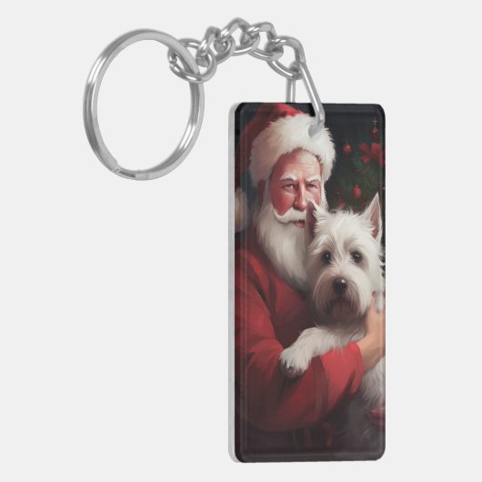 ウエストハイランドホワイトテリアサンタクロース キーホルダー (正面左)